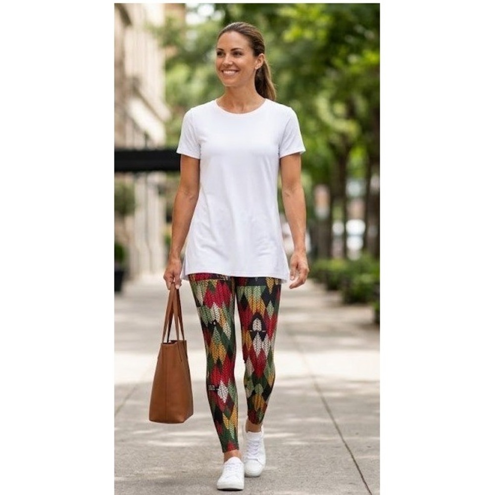 LuLaRoe Leggings One Size OS Multi-Color Geometric Chevron Herringbone‎ Print